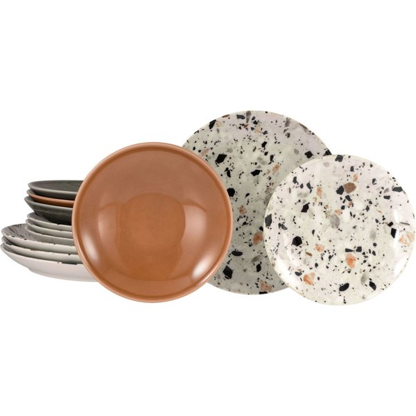 Terrazzo Mix - Set di piatti da 12 pezzi CreaTable; multicolore