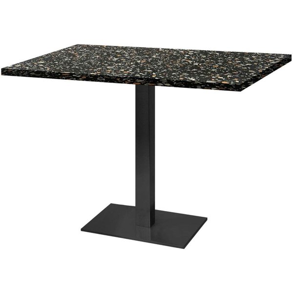 Table Milan rectangulaire - décors pierres RestooTab; 120x70x75 cm (LxlxH); noir/terrazzo; rectangulaire