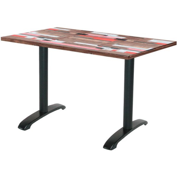 Tavolo Bazila rettangolare - laminato pietra & legno RestooTab; 120x70x74 cm (LxLxH); Piano tavolo multicolore, struttura nero; rettangolare