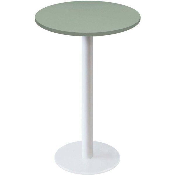 Tavolo alto Roma rotondo base bianco - laminato tinta unita RestooTab; 113x60 cm (HxØ); verde chiaro; rotonda