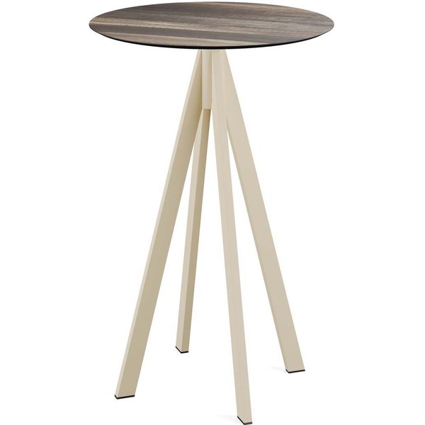 Tavolo alto Infinity sabbia con telaio + HPL rotondo Feros; 109.2x70 cm (HxØ); marrone chiaro; rotonda