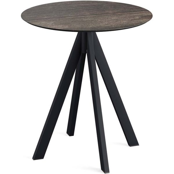 Tavolo da esterno Infinity con struttura nera + HPL rotondo Feros; 73.2x70 cm (HxØ); marrone scuro; rotonda
