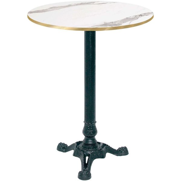 Mange-debout Bistrot rond - chant couleur laiton RestooTab; 60x60x113x60 cm (LxlxHxØ); blanc/gris/laiton; Structure noir; rond(e)