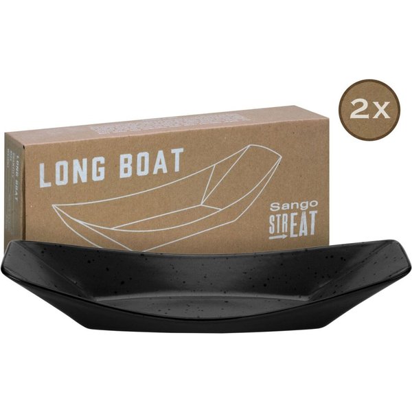 Barquette Boat long 2 pièces STREET FOOD CreaTable; 30x12x5.5 cm (LxlxH); noir; 2 pièce(s) / Lot
