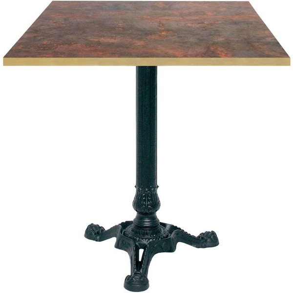 Table Bistrot carrée - chant couleur laiton RestooTab; 70x70x75 cm (LxlxH); métal effet rouillé/laiton; Structure noir; carré(e)