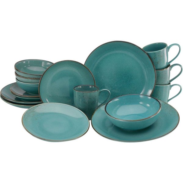 CreaTable Collezione Natura - Servizio combinato da 16 pezzi; petrolio