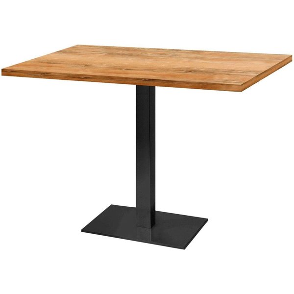Table Milan rectangulaire - décor pierre ou bois RestooTab; 120x70x75 cm (LxlxH); Plateau chêne vieilli, Structure noir; rectangulaire
