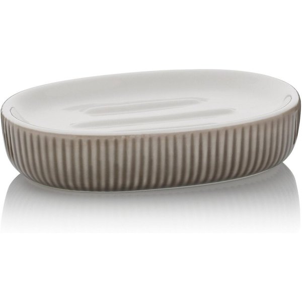 Portasapone Ava in ceramica kela; 8.5x3x13.5 cm (LxHxP); grigio; ovale