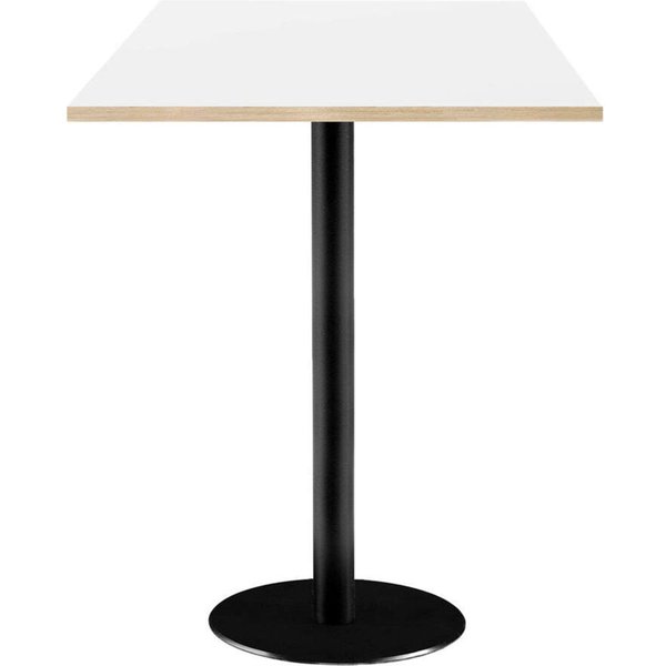 Mange-debout Rome carré - décor uni RestooTab; 60x60x113 cm (LxlxH); Plateau blanc, Structure noir; carré(e)