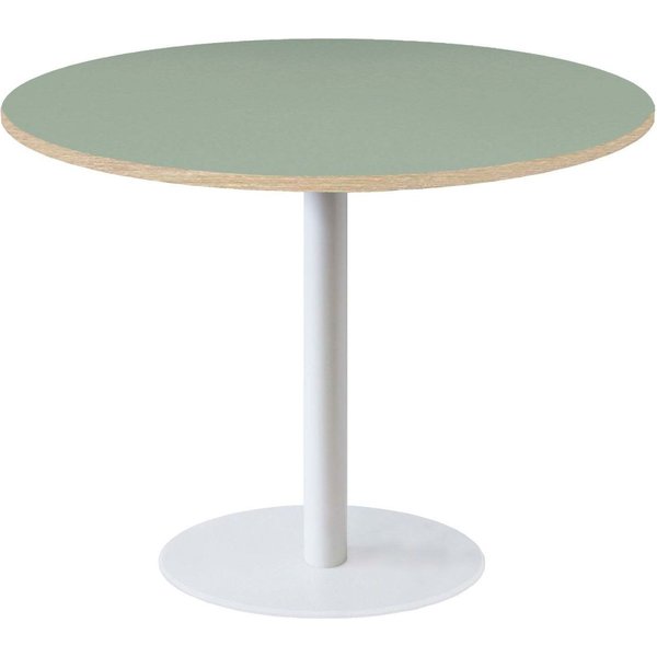 Tavolo Roma XL rotondo base bianco - laminato tinta unita RestooTab; 75x120 cm (HxØ); verde chiaro/marrone; rotonda