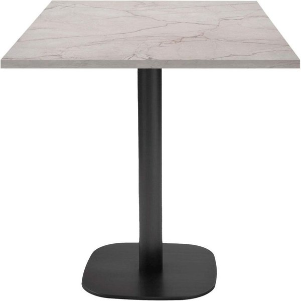 Table Round carrée - décor pierre ou bois RestooTab; 70x70x75 cm (LxlxH); Plateau beige, Structure noir; carré(e)
