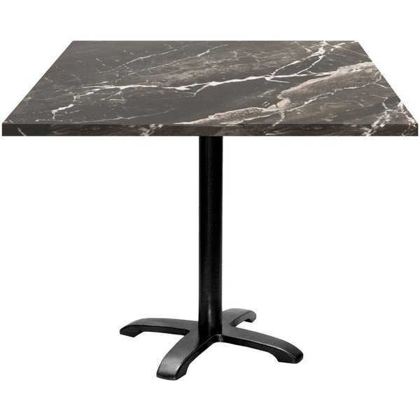 Tavolo Bazila quadrato - laminato pietra RestooTab; 90x90x74 cm (LxLxH); Piano tavolo nero, struttura nero; quadrata