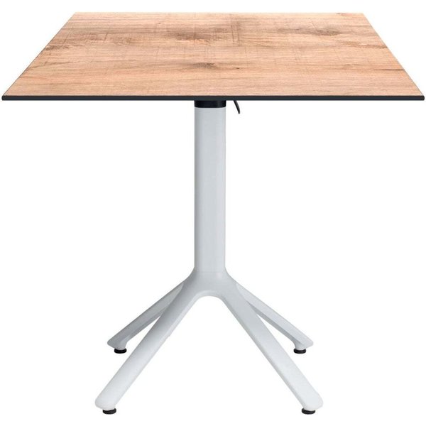 Tavolo pieghevole Nemo bianco da esterno 70x70 RestooTab; 70x70x74 cm (LxLxH); Piano tavolo quercia/marrone chiaro, struttura bianco; quadrata