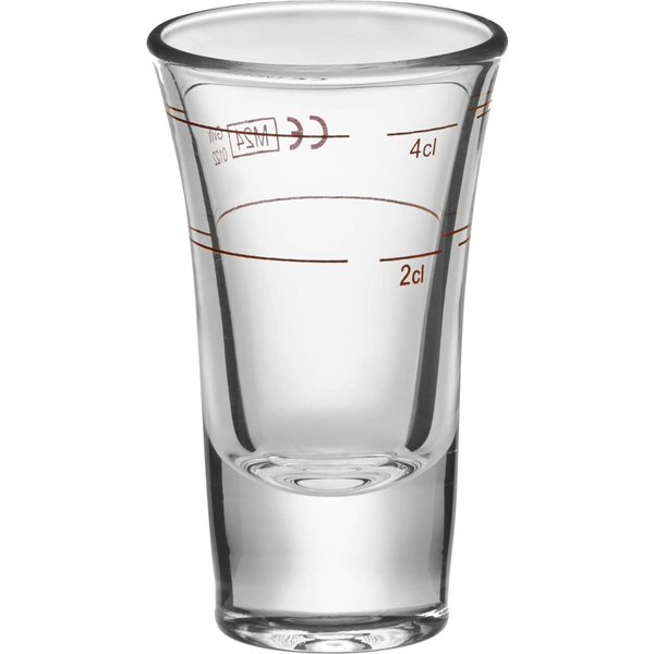 Verres à shot Dublino 2cl à anneau rouge van Well; 4 cl, 5x9.5 cm (ØxH); transparent; conique; 2 cl & 4 cl trait de remplissage, 12 pièce(s) / Lot