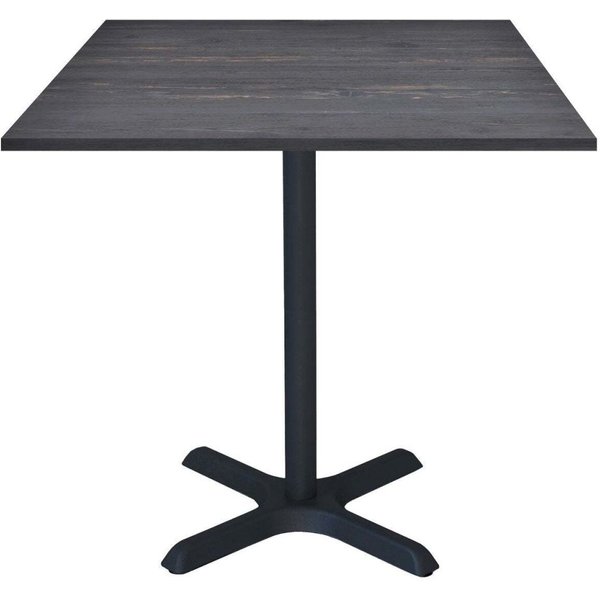 Table Dina carrée - décor bois ou uni RestooTab; 70x70x74 cm (LxlxH); Plateau pin teinté gris/gris foncé, Structure noir; carré(e)