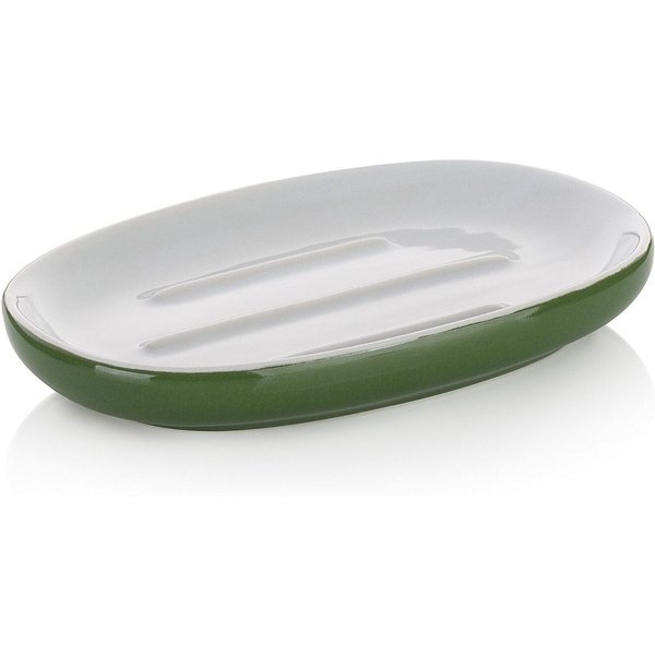 Porte-savon Isabella, céramique kela; 8.5x2x13.5 cm (lxHxP); vert; ovale