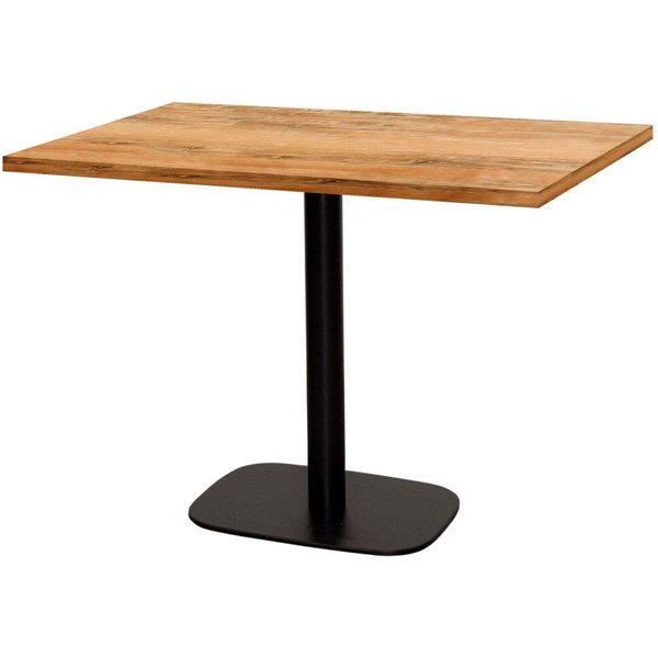 Table Round rectangulaire - décor pierre ou bois RestooTab; 120x70x75 cm (LxlxH); Plateau chêne vieilli, Structure noir; rectangulaire
