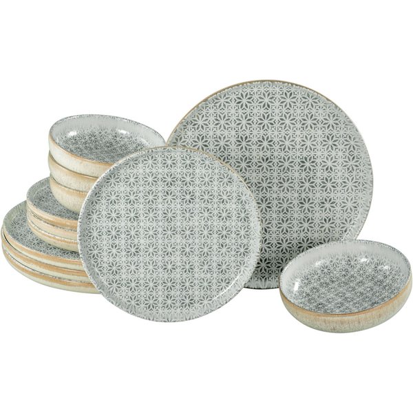 Uno Emiliana - Set di piatti 12 pezzi CreaTable; grigio