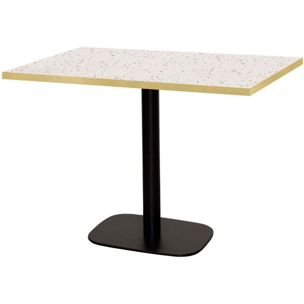 Table Round rectangulaire - chant couleur laiton RestooTab; 120x70x75 cm (LxlxH); Plateau terrazzo, Structure noir; rectangulaire