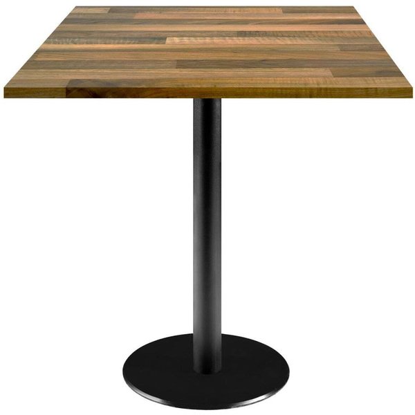 Table Rome carrée - décor bois RestooTab; 70x70x75 cm (LxlxH); Plateau chêne/brun foncé, Structure noir; carré(e)