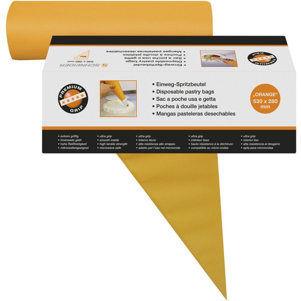 100x Schneider Poche à douille pâtissière jetable; 53x28 cm (Lxl); orange; 100 pièce(s) / Lot