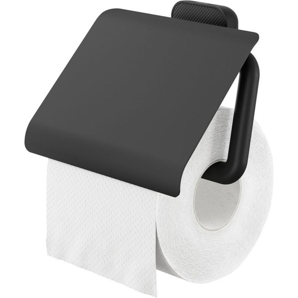 Porte-rouleau papier toilette avec rabat Carv TIGER; 4.1x12.3x4.1 cm (LxHxP); noir