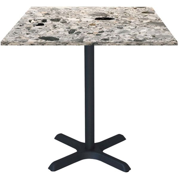 Table Dina carrée - décor pierre RestooTab; 70x70x74 cm (LxlxH); Plateau gris/terrazzo, Structure noir; carré(e)