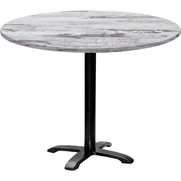 Tavolo Bazila rotondo - laminato legno RestooTab; 74x110 cm (HxØ); Piano tavolo quercia/bianco, struttura nero; rotonda