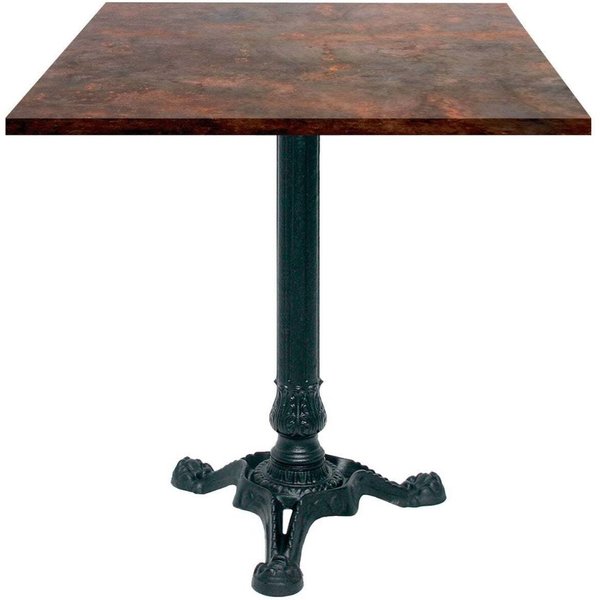Table Bistrot carrée - décor pierre ou bois RestooTab; 70x70x75 cm (LxlxH); métal effet rouillé; Structure noir; carré(e)