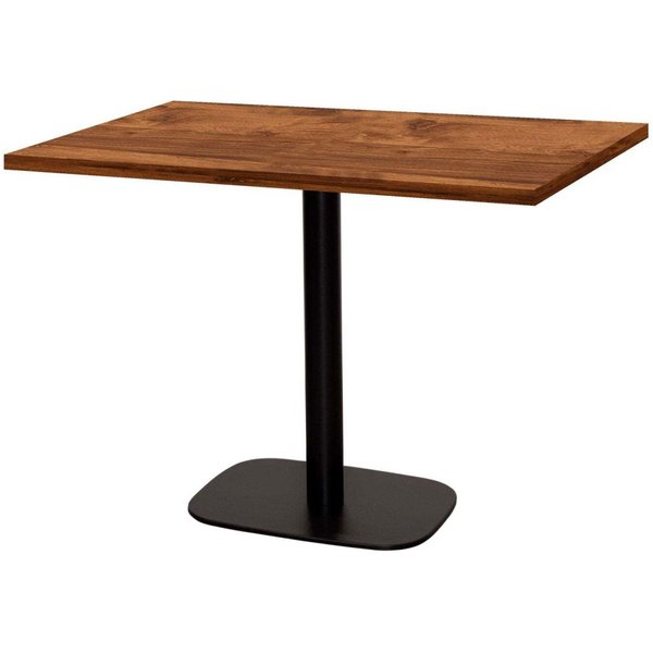 Table Round rectangulaire - décor pierre ou bois RestooTab; 120x70x75 cm (LxlxH); Plateau chêne teinté wengé, Structure noir; rectangulaire