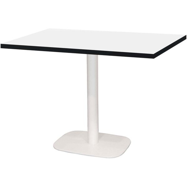 Tavolo Round rettangolare base bianco - laminato legno & tinta unita RestooTab; 120x70x75 cm (LxLxH); Piano tavolo bianco, struttura bianco; rettangolare