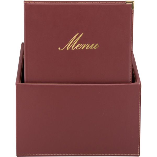 Box da 20 portamenu A4 Classic – Bordeaux – similpelle – 4 viste Securit; 27.5x35 cm (LxH); rosso