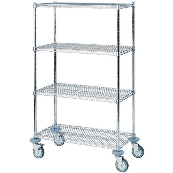 Chariot de transport 4 niveaux QUATRO; 122x61x175 cm (lxPxH); argenté