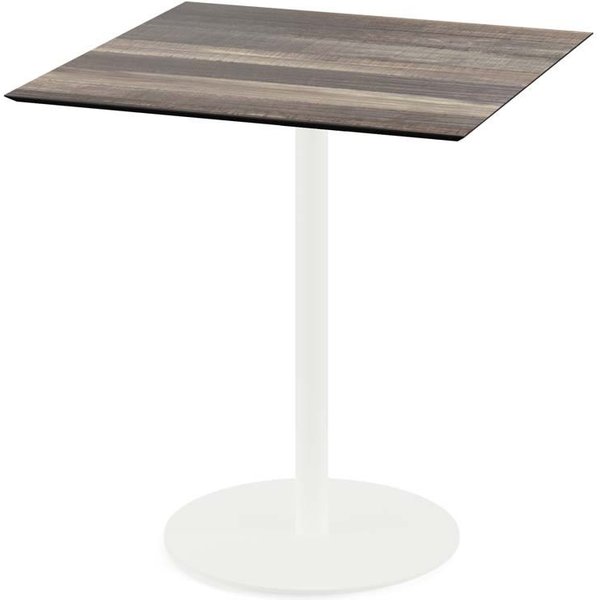 Tavolo da esterno Urban bianco con telaio + HPL quadrato Feros; 70x70x73.2 cm (LxLxH); marrone chiaro; quadrata