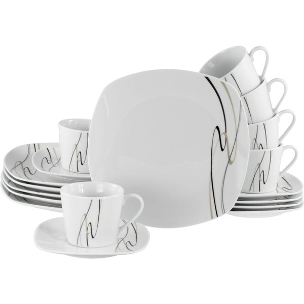 CreaTable Amelie Piazza - Servizio da caffè da 18 pezzi; bianco