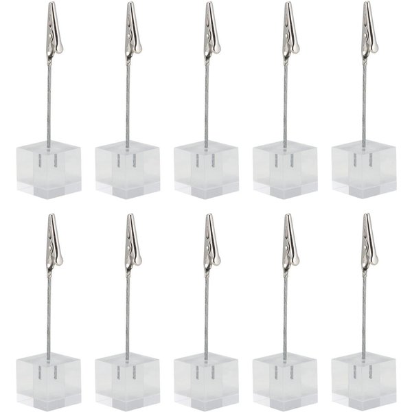 Set di 6 portabiglietti in Acrilico - Con Pinza Securit; 2.5x10 cm (LxH); argento