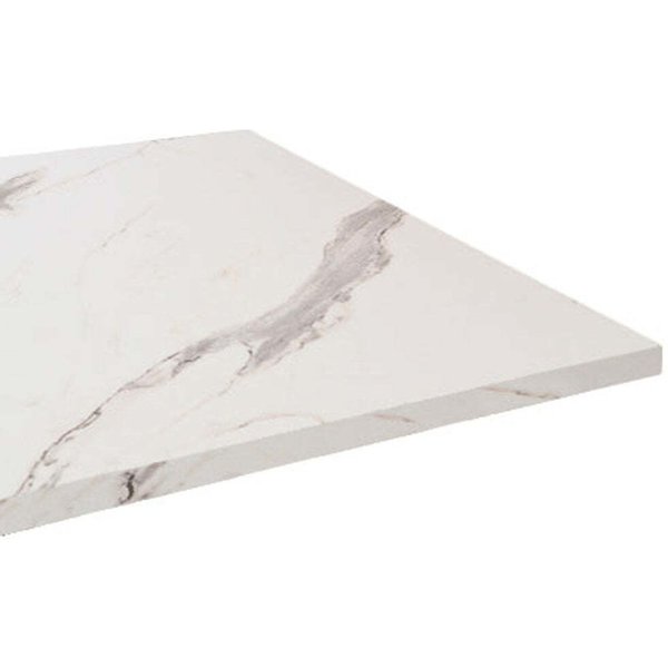 Piano tavolo rettangolare, laminato marmo RestooTab; 160x80 cm (LxL); bianco/grigio/marmorizzato; rettangolare