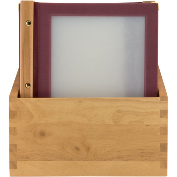 Boite avec 20 protège-menu A4 Wood - finition teck - 4 vues Securit; 30x33 cm (lxH); rouge