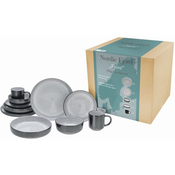 CreaTable Nordic Fjord - Servizio da tavola da 10 pezzi; grigio