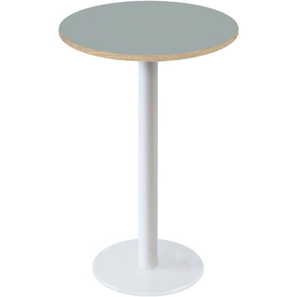 Tavolo alto Roma rotondo base bianco - laminato tinta unita RestooTab; 113x60 cm (HxØ); grigio/marrone; rotonda