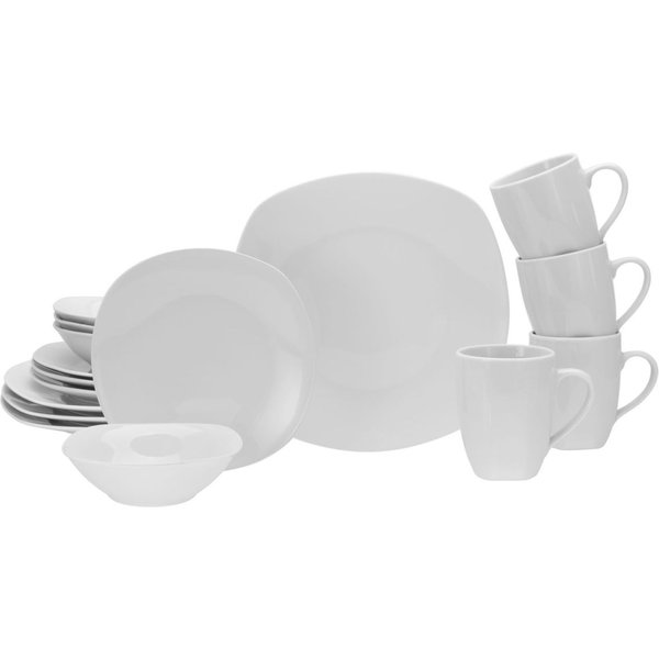 Square White NEW - Servizio combinato da 16 pezzi CreaTable; bianco