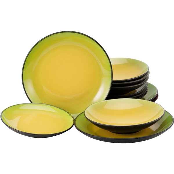 Hot Green - Set di piatti da 12 pezzi CreaTable; verde