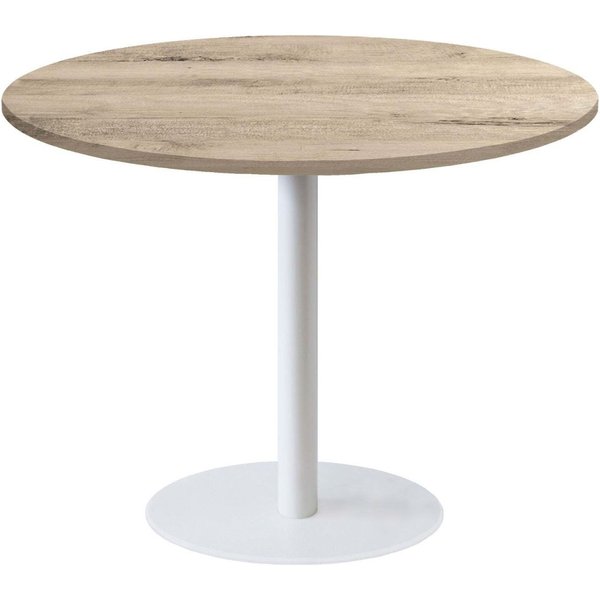 RestooTab Table Rome XL ronde pied blanc - décors bois & pierres; 75x120 cm (HxØ); chêne/naturel; rond(e)