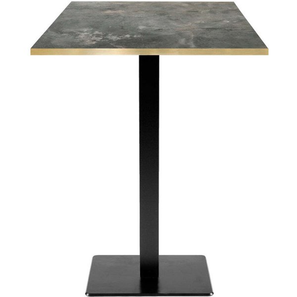 Tavolo alto Milan quadrato - bordi color ottone RestooTab; 60x60x113 cm (LxLxH); Piano tavolo grigio pietra, struttura nero; quadrata