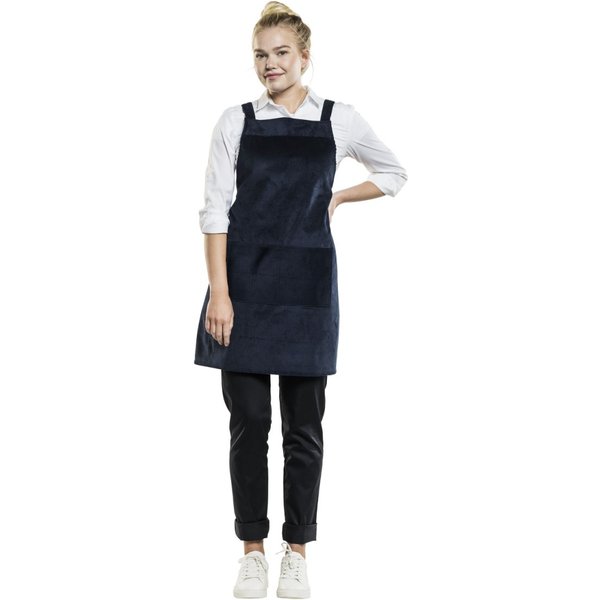 Chaud Devant Tablier à bavette Cross Blue Velvet l70-L85 cm; 85x70 cm (Lxl); bleu foncé