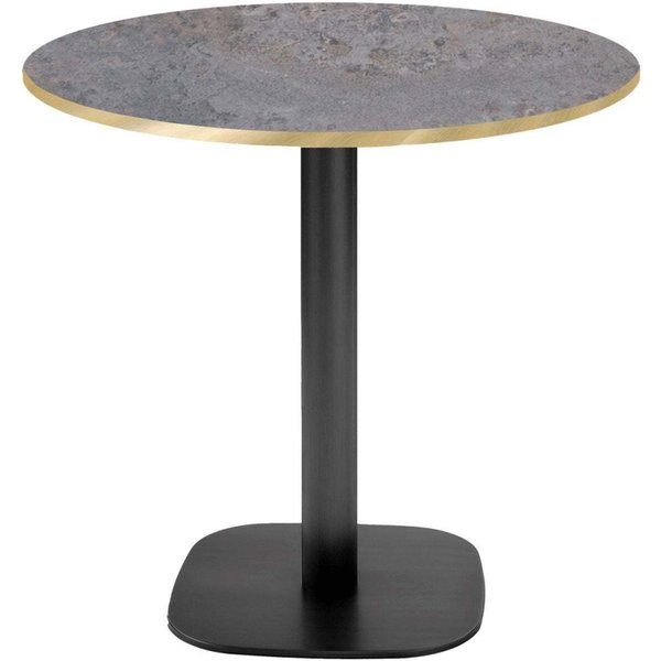 Table Round ronde - chant couleur laiton RestooTab; 75x70 cm (HxØ); Plateau métal vieilli, Structure noir; rond(e)