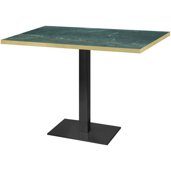 Table Milan rectangulaire - décors pierres RestooTab; 120x70x75 cm (LxlxH); vert foncé/marbré/laiton; rectangulaire