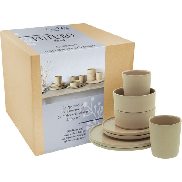 CreaTable Futuro - Servizio combinato da 8 pezzi; sabbia