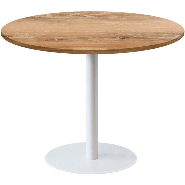 Tavolo Rome XL rotondo base bianco - laminato legno RestooTab; 120x120x75x120 cm (LxLxHxØ); quercia antica; struttura nero; rotonda