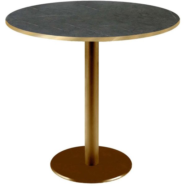 Tavolo Rome rotondo base dorato - bordi color ottone RestooTab; 75x70 cm (HxØ); Piano tavolo nero/grigio scuro/ottone, struttura ottone; rotonda